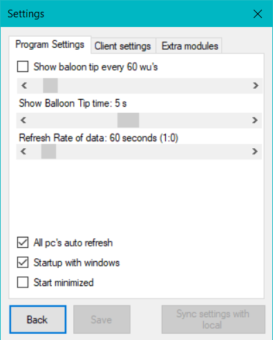 DNETC Ser Ctrl Settings: program tab